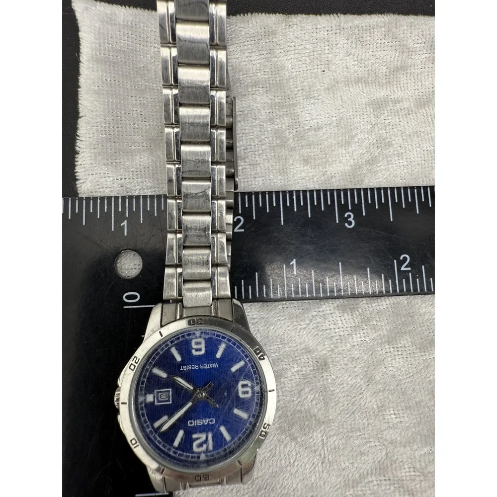 Casio Watch Women‎ Date Blue Dial Silver Tone READ